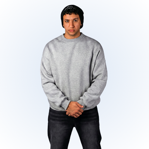 Light grey CREWNECK OVER SIZE SHIRT