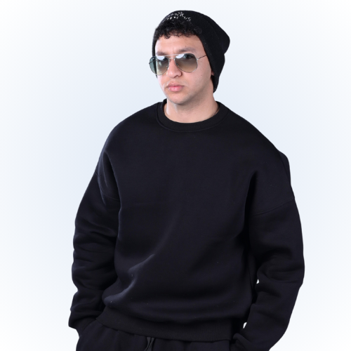 Black over size CREWNECK