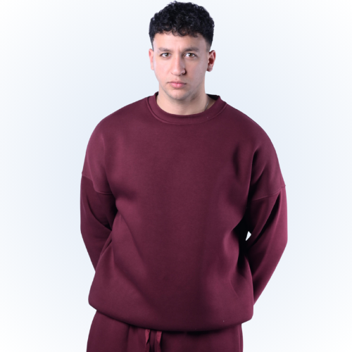 maroon over size CREWNECK